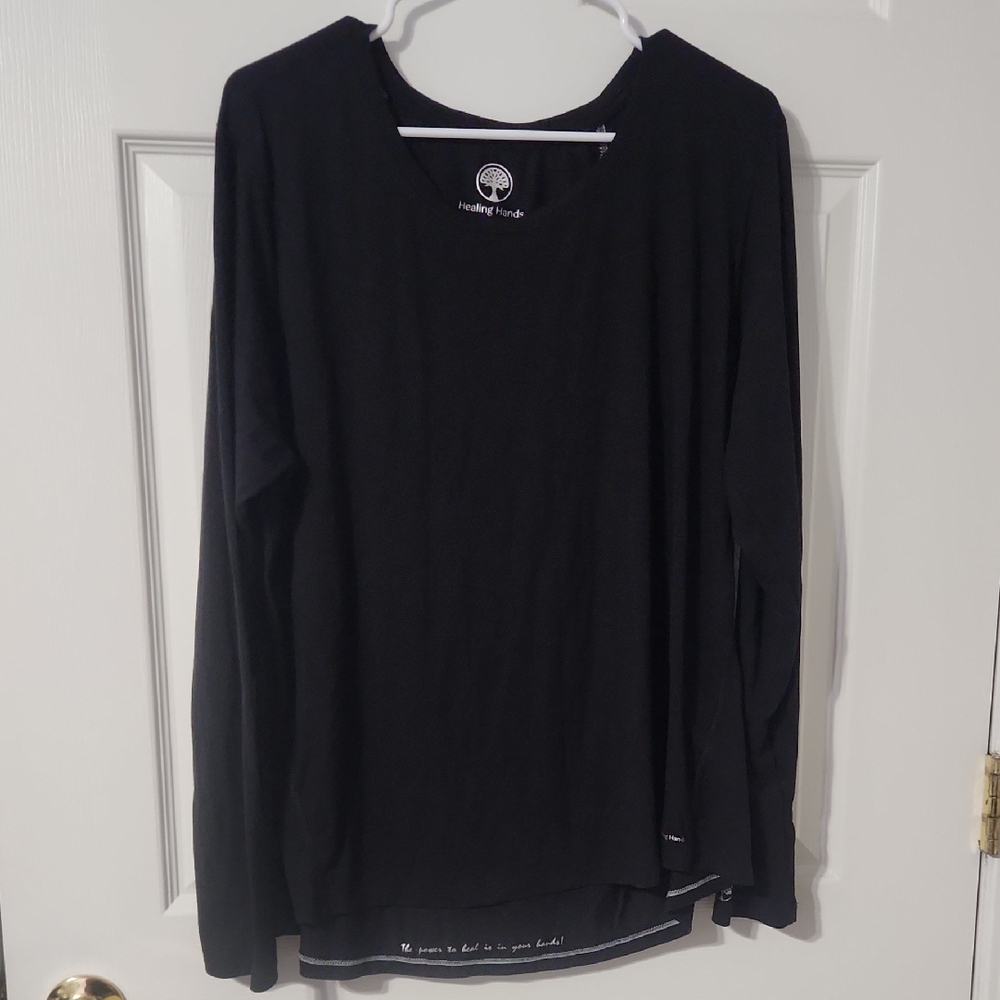 Healing Hands Women's Long Sleeve Black Tee